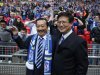 File photo of Cardiff City's Malaysian Chairman Chan Tien Ghee and Malaysian owner Vincent Tan smiling ahead of their English League Cup final soccer match against Liverpool at Wembley Stadium in London