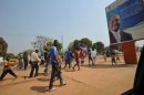 Un cartel del presidente Bozizé en una calle de Bangui