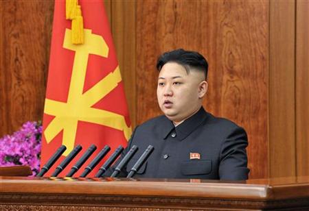 North Korean leader Kim Jong-un delivers a New Year address in Pyongyang in this picture released by the North's official KCNA news agency on January 1, 2013. REUTERS/KCNA