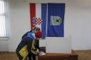 Same-sex couple Mima Simic and her girlfriend Marta Susak vote in a referendum in Zagreb