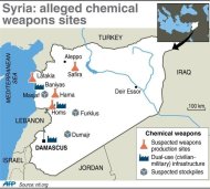 Map of Syria showing suspected chemical weapons sites. Washington and Moscow say they hope talks on dismantling Syria's chemical arsenal will open the door to wider peace efforts
