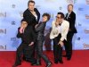 Cast members of "Modern Family" winners of best tv series comedy or musical pose in the photo room at the 69th annual Golden Globe Awards in Beverly Hills