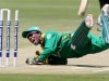 South Africa A wicketkeeper Tsolekile celebrates as he stumps New Zealand batsman Oram during their cricket match in Potchefstroom
