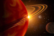 Astronomers searching the skies for distant planets have detected two Saturn-sized worlds orbiting distant suns, the smallest planets found thus far outside our solar system. The discovery boosted the likelihood that even smaller planets - perhaps the size of Earth - exist elsewhere in the universe, Professor Steve Vogt of the University of California-Santa Cruz said. This artists concept shows a view of the discovered planet orbiting 79 Ceti. Reuters