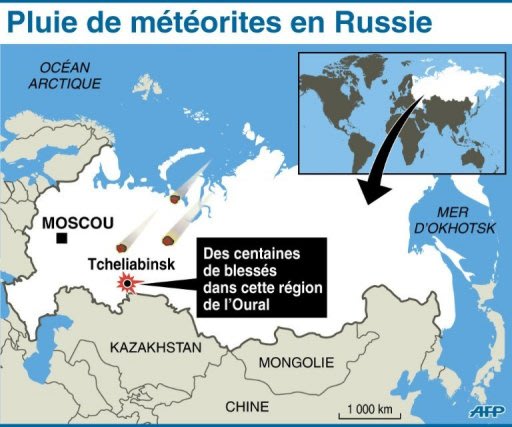 Russie: des météorites s'abattent sur l'Oural, des centaines de blessés Photo_1360919621763-2-0