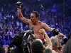Juan Manuel Marquez, from Mexico, celebrates his sixth round knockout victory over Manny Pacquiao, from the Philippines, in their WBO world welterweight  fight Saturday, Dec. 8, 2012, in Las Vegas.  (AP Photo/Julie Jacobson)