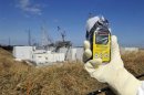 A radiation monitor indicates 131.00 microsieverts per hour at TEPCO's Fukushima Daiichi nuclear power plant in Fukushima