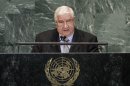 Walid Moallem, Foreign Minister of Syria, addresses the 67th session of the United Nations General Assembly at U.N. headquarters, Monday, Oct. 1, 2012. (AP Photo/Jason DeCrow)