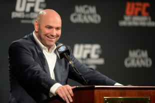 Dana White answers questions during a media event. (Getty)