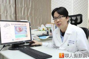 整形醫師李兆翔表示，上眼皮手術合併內視鏡前額拉皮手術，兩者合一，才是真正解決眼眉老態的問題。（攝影／黃志文）