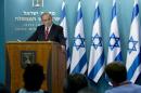 Israeli Prime Minister Benjamin Netanyahu gives a press conference at his Jerusalem offices, on August 6, 2014