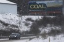 A billboard carries a message for the coal industry near Wheeling, West Virginia