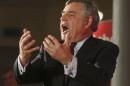 Former British Prime Minister Gordon Brown delivers a speech during a campaign event in Glasgow
