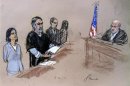 Courtroom sketch shows Manssor Arbabsiar standing before U.S. District Judge Keenan during sentence hearing in New York