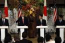 U.S. Secretary of State Kerry, Secretary of Defense Hagel, Japan's Defense Minister Onodera and Foreign Minister Kishida hold joint news conference at the Japan-U.S. Security Consultative Committee meeting in Tokyo