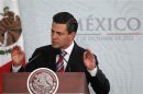 Mexico's President Pena Nieto gestures during the National Sports Award ceremony in Mexico City