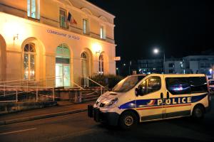 A police car is parked outside the station in Joue &hellip;