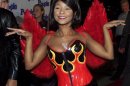 Singer and actress Natina Reed wears a winged outfit as she arrives for the premiere of her new film..