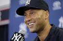 New York Yankees shortstop Derek Jeter smiles during a news conference Wednesday, Feb. 19, 2014, in Tampa, Fla. Jeter has announced he will retire at the end of the 2014 season. (AP Photo/Chris O'Meara)