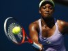 Sloane Stephens of the U.S. hits a return to Bojana Jovanovski of Serbia during their women's singles match at the Australian Open tennis tournament in Melbourne