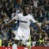 Real Madrid's Essien celebrates goal against Real Zaragoza during Spanish First Division soccer match in Madrid