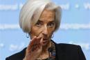 File photo of IMF Director Lagarde holding a news conference in Washington
