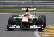 Force India Formula One driver Adrian Sutil of Germany takes a curve during the first practice session of the Belgian F1 Grand Prix at the Circuit of Spa-Francorchamps in this August 23, 2013 file photo. REUTERS/Laurent Dubrule