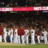 Nationals celebrate on field after beating Dodgers after MLB National League baseball game in Washington
