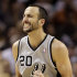 San Antonio Spurs' Manu Ginobili (20), of Argentina, reacts during the second half in Game 2 of the Western Conference finals NBA basketball playoff series against the Memphis Grizzlies, Tuesday, May 21, 2013, in San Antonio. (AP Photo/Eric Gay)