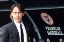 AC Milan's coach Filippo Inzaghi waits for the start of a Serie A soccer match between Hellas Verona and AC Milan at the Bentegodi stadium in Verona, Italy, Sunday, Oct. 19, 2014. (AP Photo/Felice Calabro')