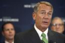 Boehner speaks to reporters at a news conference following a Republican caucus meeting at the U.S. Capitol in Washington