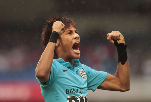 Neymar comemora gol na vitória do Santos sobre o São Paulo pelo Paulista