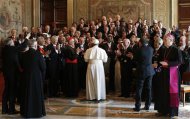 Pope Francis greets foreign diplomats during an audience with the diplomatic corps at the Vatican March 22, 2013. REUTERS/Tony Gentile