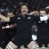 New Zealand All Blacks' Richie McCaw and his team perform the haka to Ireland before their rugby test match in Christchurch