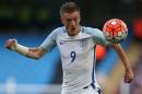 England's striker Jamie Vardy controls the ball during the friendly football match between England and Turkey at the Etihad Stadium in Manchester, England, on May 22, 2016