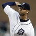 Detroit Tigers starting pitcher Anibal Sanchez throws against the Kansas City Royals in the first inning of a baseball game in Detroit, Tuesday, Sept. 25, 2012. (AP Photo/Paul Sancya)