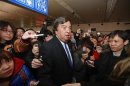 Former New Mexico Governor Bill Richardson speaks to the media during a briefing upon his arrival from North Korea at Beijing Capital International airport