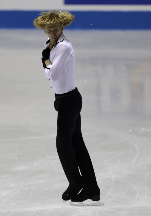 Russia's Konstantin Menshov performs during the men's short programme at the ISU World Team Trophy in Figure Skating in Tokyo