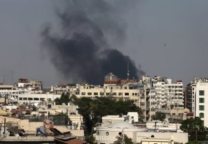 Black columns of smoke rise from heavy shelling in …