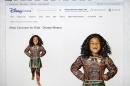 This photograph of a computer screen shows the DisneyStore.com website's Maui Halloween costume on Wednesday, Sept. 21, 2016. Disney said Wednesday it would no longer sell the boy's costume for a Polynesian character that some Pacific Islanders have compared to blackface. The getup features full-body tattoo art adorning Maui, a lead character in the upcoming animated movie "Moana." (DisneyStore.com via AP)