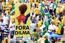 Opponents of the Brazilian government take part in a protest demanding the resignation of President Dilma Rousseff on March 13, 2016 at the Esplanada dos Ministerios in Brasilia