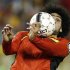 Belgium's Marouane Fellaini heads the ball during their 2014 World Cup qualifying soccer match against Croatia at the King Baudouin Stadium in Brussels