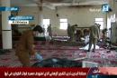 An image grab taken from Saudi Al-Ekhbaria TV on August 6, 2015 shows Saudi security forces inspecting the site of an explosion which was reported triggered by a suicide bomber at a mosque located inside a special forces headquarters in Abha