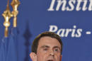 France's Prime Minister Manuel Valls delivers a speech during the annual dinner of the Representative Council of France's Jewish Associations (CRIF) in Paris, Monday, March 7, 2016. (AP Photo/Michel Euler, Pool)
