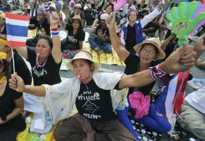 Anti-government protesters stage a sit-in at the Finance …