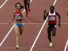 Russia's Mariya Savinova and Burundi's Francine Niyonsaba compete in the women's 800m semi-final at the London 2012 Olympic Games at the Olympic Stadium