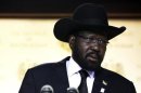South Sudan's President Salva Kiir delivers a speech in the capital Juba