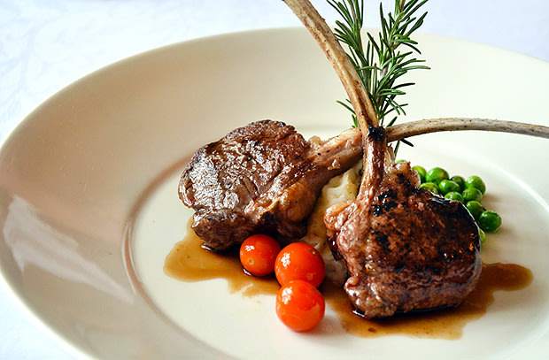 Hugh Hefner’s favorite dish – lamb chops! (Kelly Senyei/Gourmet)