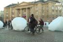 Ice blocks from Greenland placed in front of Paris' Pantheon