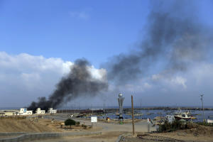 Smoke rises at the port in Gaza City, northern Gaza &hellip;